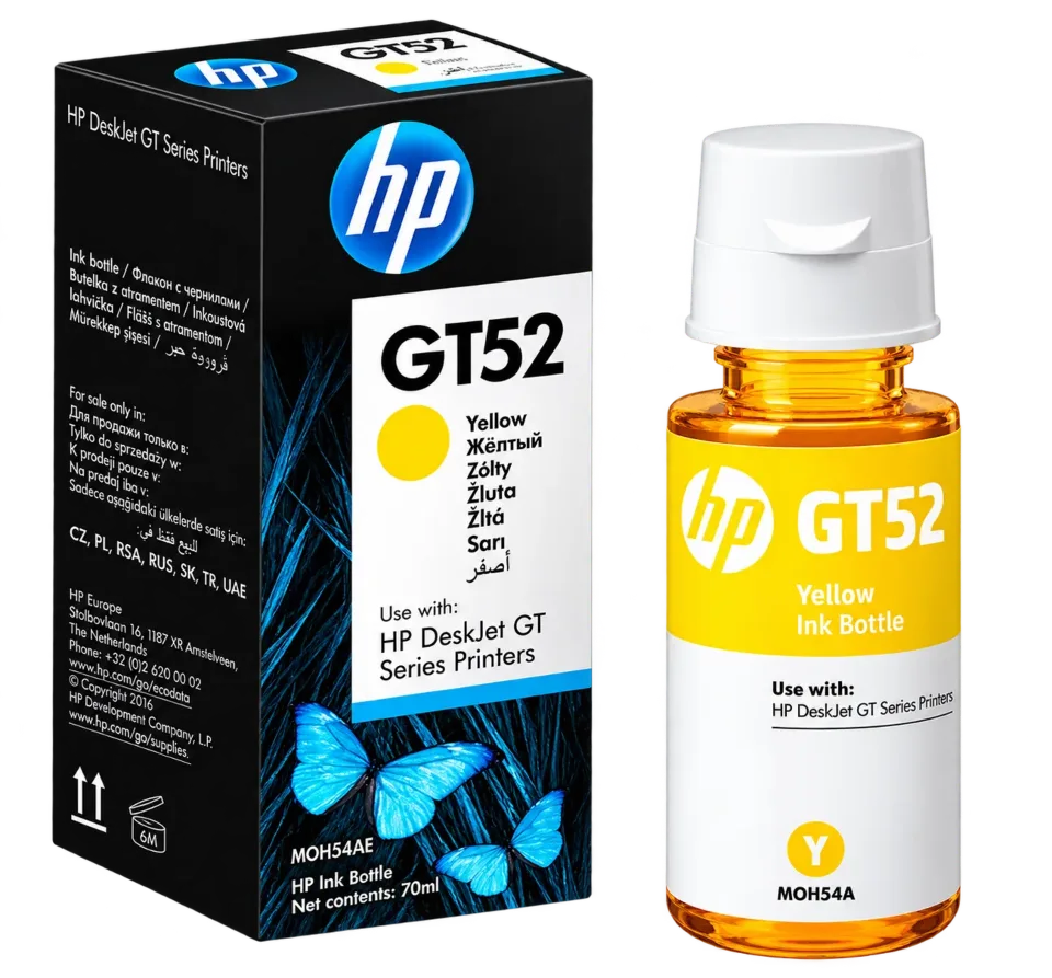 Frasco de Tinta HP GT52 Amarelo Original